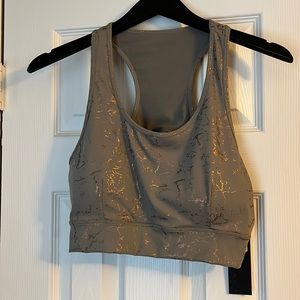 Mono B marble foil sports bra with CB logo
